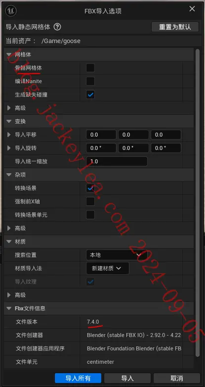 导入选项