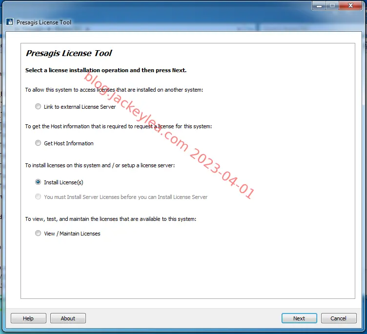 license tool install license