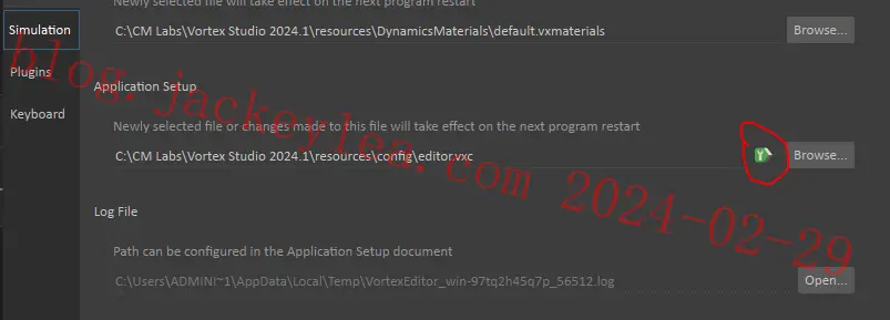 Application setup